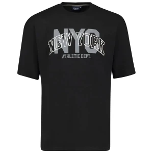 Duży męski t-shirt z napisami koszulka z krótkim rękawem Adamo 131505-700 czarna (4XL) | 4XL