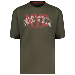 Duży męski t-shirt z napisami koszulka z krótkim rękawem Adamo 131505-430 khaki (6XL) | 6XL