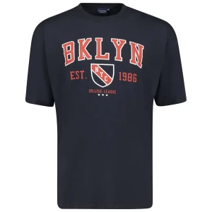 Duży męski t-shirt z napisami koszulka z krótkim rękawem Adamo 131506-360 granatowa (4XL) | 4XL