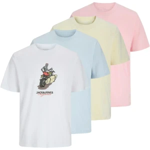 Duże męskie t-shirty koszulki w pastelowych kolorach nadruk 4 sztuki Jack & Jones 12285052 multi (4XL) | 4XL