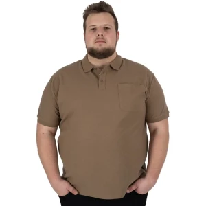 Duża męska koszulka polo gładka Double PS-3031 jasnobrązowa (6XL) | 6XL