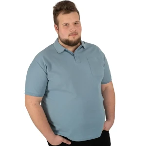 Duża męska koszulka polo gładka Double PS-3031 jasnoniebieska (7XL) | 7XL