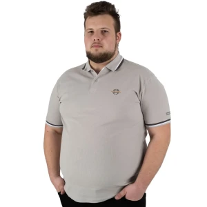 Duża męska koszulka polo gładka ozdobny kołnierzyk Double PS-3043 jasnoszara (5XL) | 5XL
