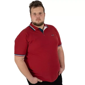 Duża męska koszulka polo gładka ozdobny kołnierzyk Double PS-3043 czerwona (4XL) | 4XL