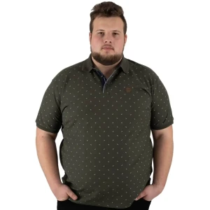 Duża męska koszulka polo delikatny wzór Double Urban Outfitters PS-3044 khaki (9XL) | 9XL