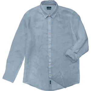 Duża męska koszula z lnem długi rękaw Double GS-5084 błękitna (7XL) | 7XL