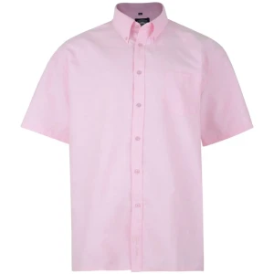 Duża koszula męska gładka z krótkim rękawem Kam 663 różowa (6XL) | 6XL