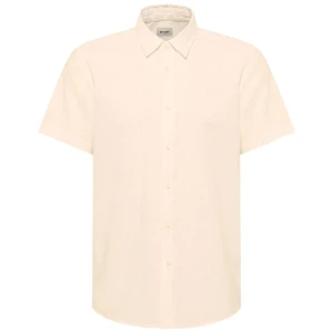 Duża męska koszula lniana krótki rękaw Mustang 1016464-4012 kremowa (4XL) | 4XL