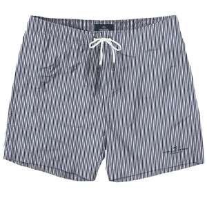 Duże męskie spodenki kąpielowe szorty plażowe w paski Double MTS-8004 granatowo-białe (9XL) | 9XL