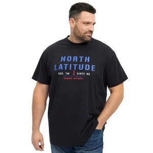 Duży męski t-shirt z nadrukiem koszulka z krótkim rękawem North Latitude 99135-0099 czarna (8XL) | 8XL