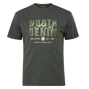 Duży męski t-shirt z nadrukiem koszulka z krótkim rękawem North Latitude 99335-2640 khaki (4XL) | 4XL