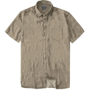 Duża męska koszula krótki rękaw Double GS-5093 beżowa (4XL) | 4XL
