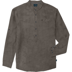 Duża męska koszula z lnem długi rękaw Double GS-5085 szara (4XL) | 4XL