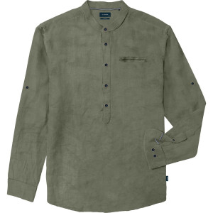 Duża męska koszula z lnem długi rękaw Double GS-5085 khaki (4XL) | 4XL