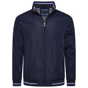 Duża męska kurtka bomberka lekka ze stójką Kam 444 granatowa (4XL) | 4XL
