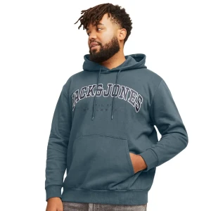Duża męska bluza kangurka wkładana przez głowę z kapturem Jack & Jones 12258867 szaroniebieska (7XL) | 7XL