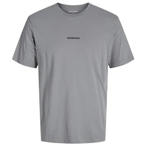 Duży męski t-shirt z nadrukiem na plecach koszulka z krótkim rękawem Jack & Jones 12285533 jasnoszara (5XL) | 5XL