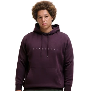 Duża męska bluza wkładana przez głowę z kapturem napis Jack & Jones 12243527 śliwkowa (7XL) | 7XL