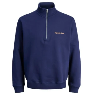 Duża męska bluza ze stójką zapinana na krótki zamek Jack & Jones 12288205 ciemnoniebieska (4XL) | 4XL