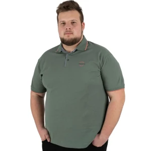Duża męska koszulka polo gładka ozdobny kołnierzyk Double PS-3045 zielona (7XL) | 7XL
