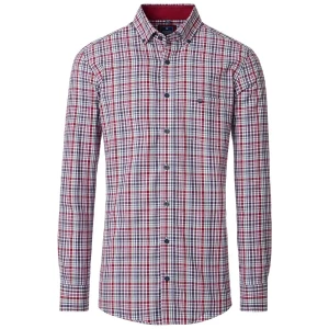 Duża męska koszula z długim rękawem w kratkę Redmond 252005111-500 czerwono-granatowa (6XL) | 6XL