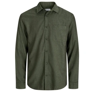 Duża koszula męska z długim rękawem gładka Jack & Jones 12284613 khaki (6XL) | 6XL