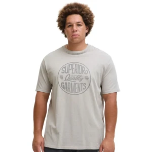 Duży męski t-shirt  koszulka z nadrukiem krótkim rękawem Jack & Jones 12288204 jasnoszary (5XL) | 5XL