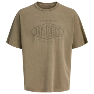 Duży męski t-shirt  koszulka z nadrukiem krótkim rękawem Jack & Jones 12288204 khaki (5XL) | 5XL