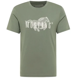 Duża męska koszulka t-shirt krótki rękaw z nadrukiem Mustang  1016858-6473 khaki (6XL) | 6XL