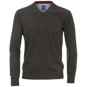 Duży męski sweter gładki wkładany przez głowę w serek Redmond 600-79 ciemnoszary (4XL) | 4XL