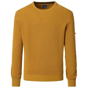Duży męski sweter gładki wkładany przez głowę Redmond 628-406 musztardowy (4XL) | 4XL