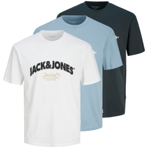 Duże męskie t-shirty z nadrukiem koszulki z krótkim rękawem 3 sztuki Jack & Jones 12293313 multi (5XL) | 5XL