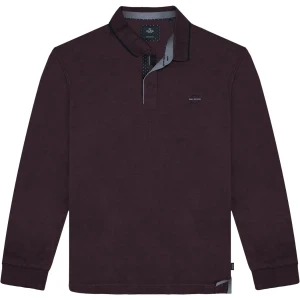 Duża męska koszulka polo z długim rękawem Double Urban Outfitters PS-3058 bordowa (8XL) | 8XL