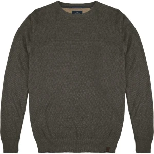 Duży męski sweter gładki wkładany przez głowę Double Urban Outfitters Knit-8025 khaki (8XL) | 8XL
