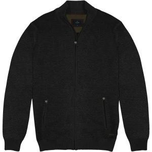 Duży męski rozpinany sweter ze stójką Double Urban Outfitters KNIT-8024 czarny (9XL) | 9XL