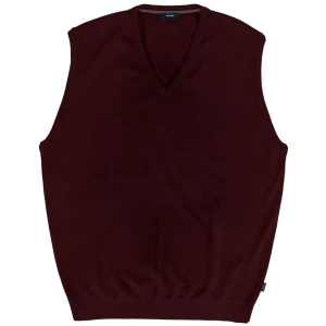 Duży męski bezrękawnik kamizelka w serek Double Urban Outfitters KNIT-8022 bordowa (4XL) | 4XL