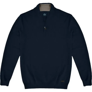 Duży męski sweter gładki zapinany na krótki zamek Double Urban Outfitters KNIT-8020 granatowy (8XL) | 8XL
