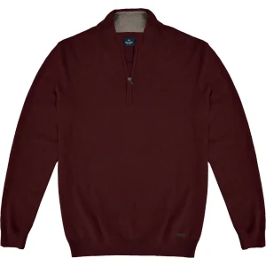 Duży męski sweter gładki zapinany na krótki zamek Double Urban Outfitters KNIT-8020 bordowy (9XL) | 9XL