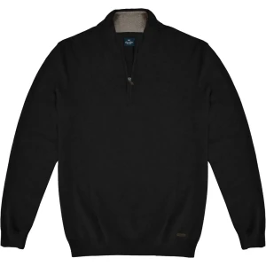 Duży męski sweter gładki zapinany na krótki zamek Double Urban Outfitters KNIT-8020 czarny (9XL) | 9XL