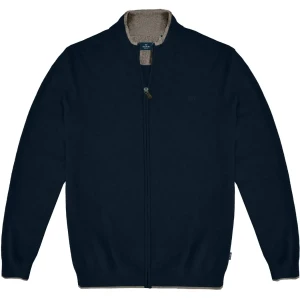 Duży męski sweter gładki zapinany na zamek Double Urban Outfitters KNIT-8021 granatowy (5XL) | 5XL