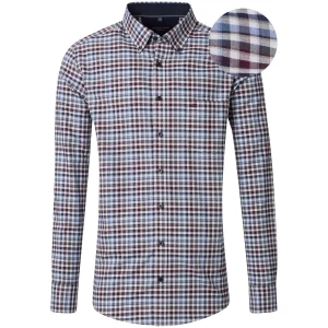 Duża męska koszula w drobną kratę długi rękaw Casa Moda 454485300-100 niebiesko-bordowa (3XL) | 3XL