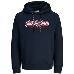 Duża męska bluza wkładana przez głowę z kapturem Jack & Jones 12279598 granatowa (5XL) | 5XL
