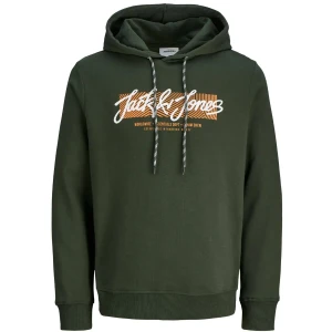 Duża męska bluza wkładana przez głowę z kapturem Jack & Jones 12279598 ciemnozielona (6XL) | 6XL