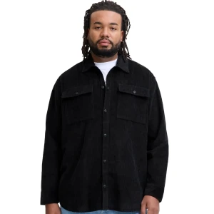Duża koszula męska z długim rękawem sztruksowa Jack & Jones 12284614 czarna (7XL) | 7XL