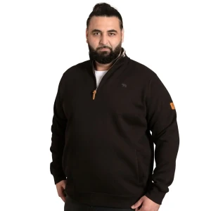 Duża męska bluza ze stójką na krótki zamek Duke D555 Russel 1 czarna (6XL) | 6XL