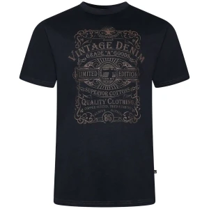 Duża męska koszulka t-shirt z dużym nadrukiem Kam 5786 czarna  (2XL) | 2XL
