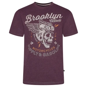 Duży męski t-shirt koszulka z nadrukiem Brooklyn Kam 5788 bordowa (2XL) | 2XL
