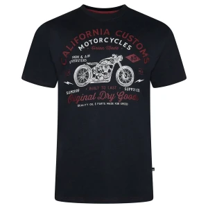 Duży męski t-shirt z nadrukiem motoru koszulka Kam 5787 czarna (6XL) | 6XL