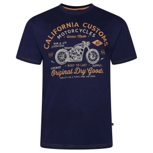 Duży męski t-shirt z nadrukiem motoru koszulka Kam 5787 granatowa (6XL) | 6XL