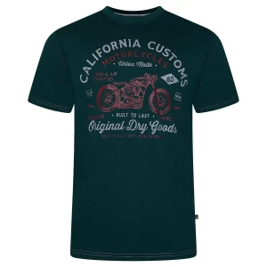 Duży męski t-shirt z nadrukiem motoru koszulka Kam 5787 morska (2XL) | 2XL